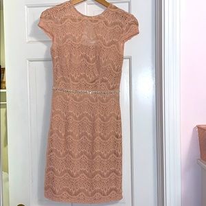 Lacy Pink Pearl Cocktail Dress